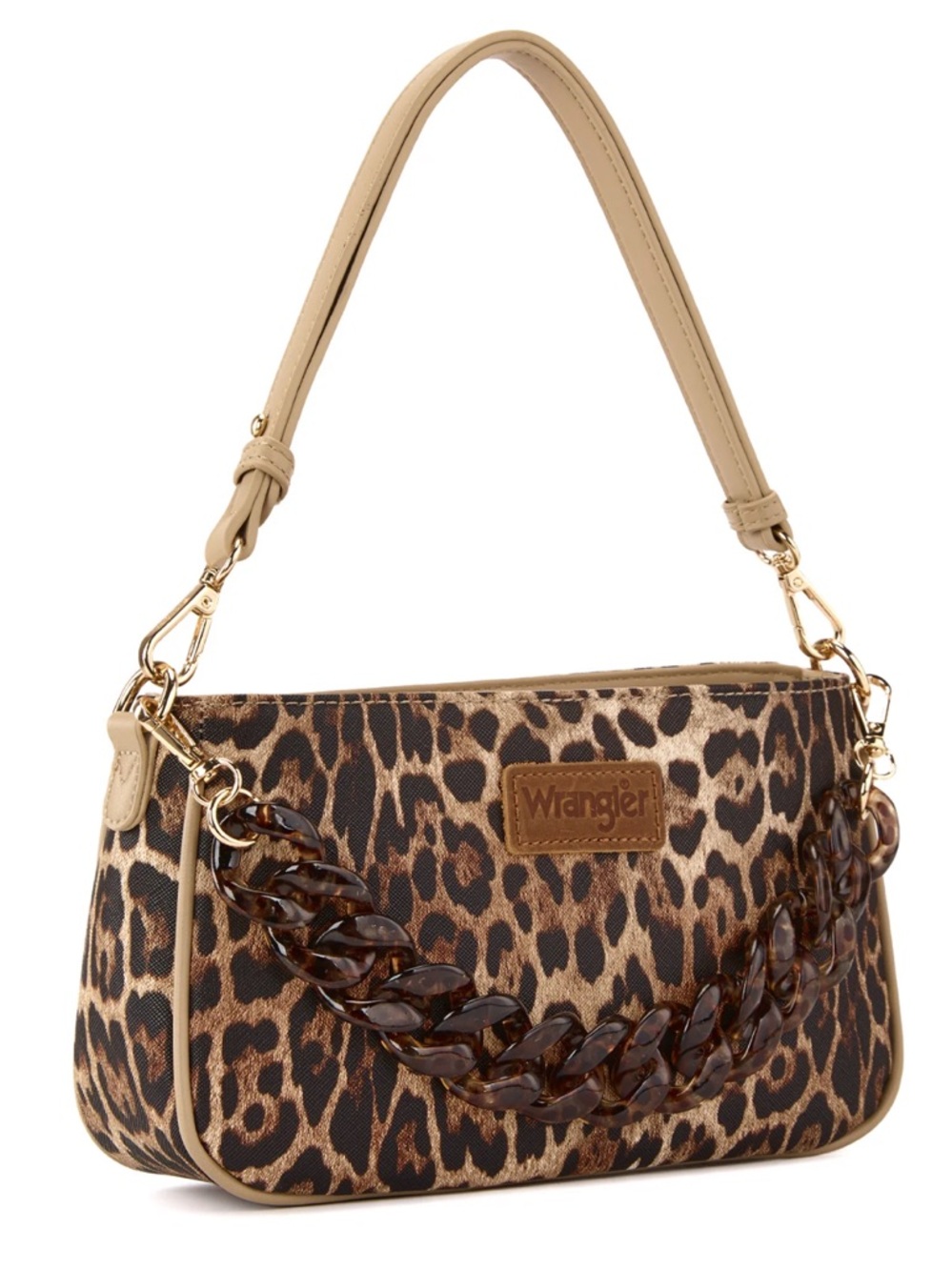 Wrangler‎ Leopard Print Shoulder Bag in Brown and Tan